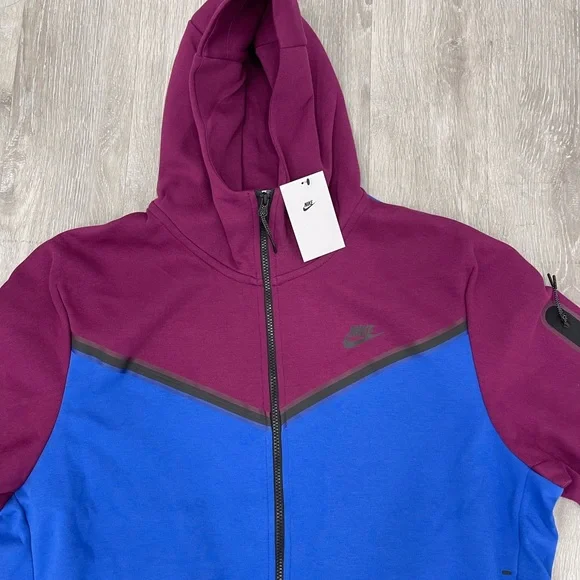 Nike Sportswear Tech Fleece Full-Zip Hoodie Sangria CU4489-610 Men Size 2XL XXL